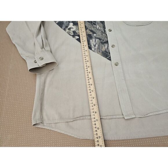 Mossy Oak Button Down Hunting Shirt Beige Men's Size Large Long Sleeve - Picture 10 of 16